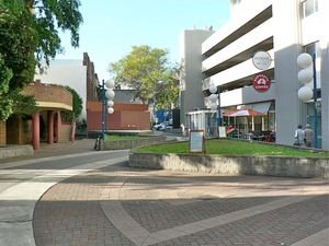 The current view of Short street where the view is interrupted by concrete structures