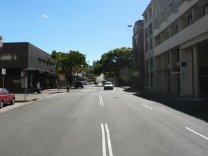 The current view of Raglan street looking west towards Belgrave street