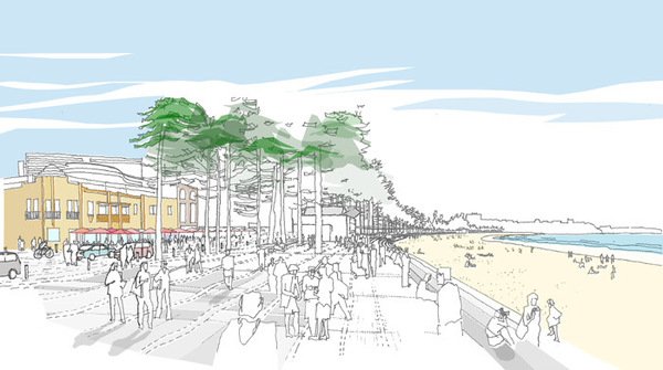 An artist&rsquo;s impression of a new revitalised beachfront area when the Manly2015 vision is achieved