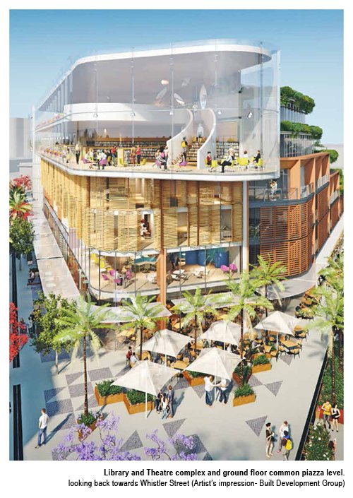 Library and Theatre complex and ground floor common piazza level looking towards Whistler Street